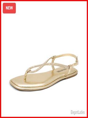 Rhinestone Thong Ankle Strap Flat Sandals - Gladiator Style